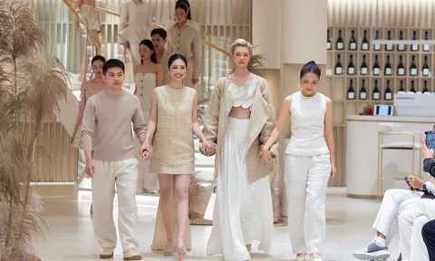 'Á hậu quân nhân' Châu Anh diện đầm vải gai dầu làm first face