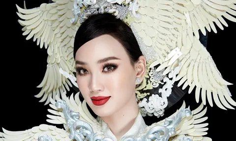 Ái Nhi chọn quốc phục áo dài Phượng Hoàng tại Miss Intercontinental 2021