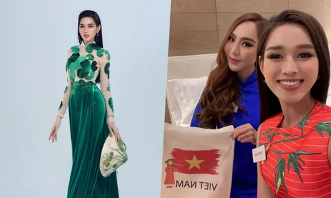 Hoa hậu Đỗ Hà diện áo dài hoạt tiết Rau má, tặng quà và đặc sản Việt Nam cho các thí sinh Miss World 2021